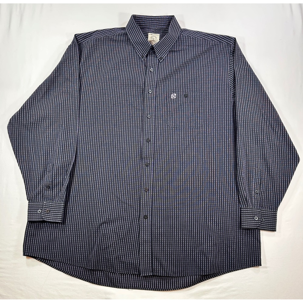 Gunnison Creek Outfitters Mens 3XLT Black Purple Striped Button Down Shirt Tall